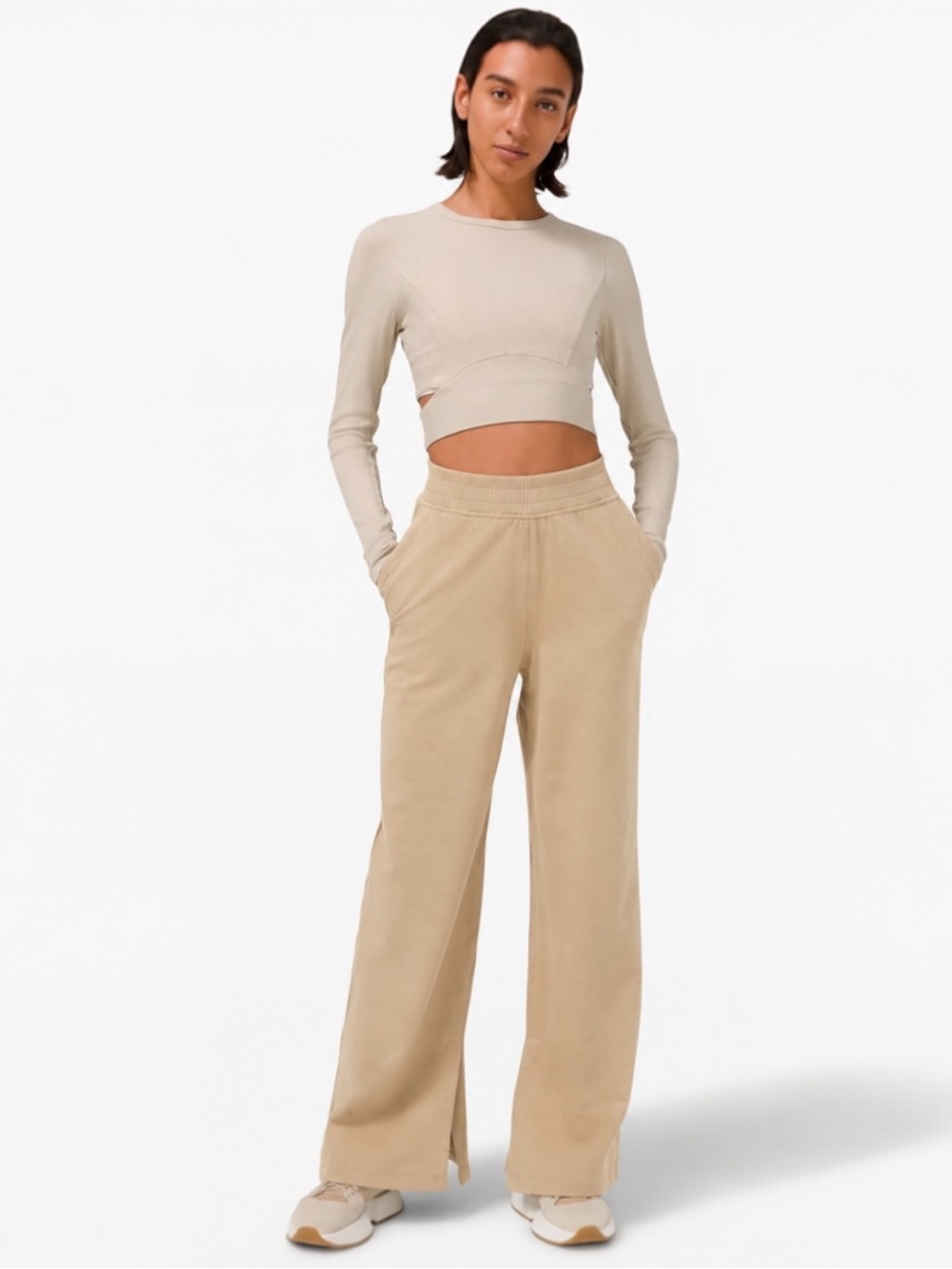 Lululemon LA Wide Leg Side Split HR Pants Trench Beige XS HTF